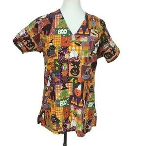 White Cross Halloween Size medium Scrub Top‎ Shirt